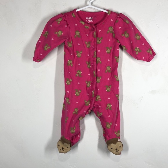 Carter's Other - Carter’s pink monkey pajamas size 3-6 months